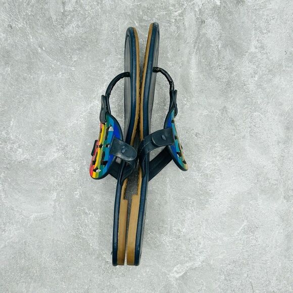 Tory Burch Miller Leather Thong Sandal Rainbow Navy US size 7 - Picture 8 of 11
